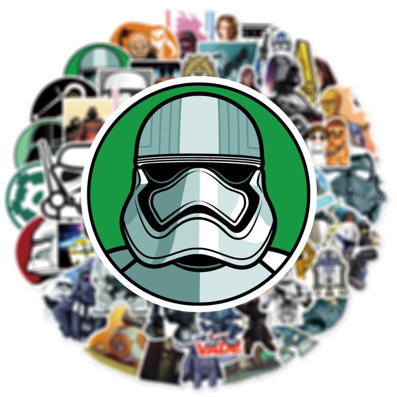 YONGAI 50Pcs Star Wars Sticker for Kids, Cool Cartoon Movie Waterproof Vinyl Decal for Teen Girl Water Bottle Skateboard Notebook Phone Guitar Bike - Image 4